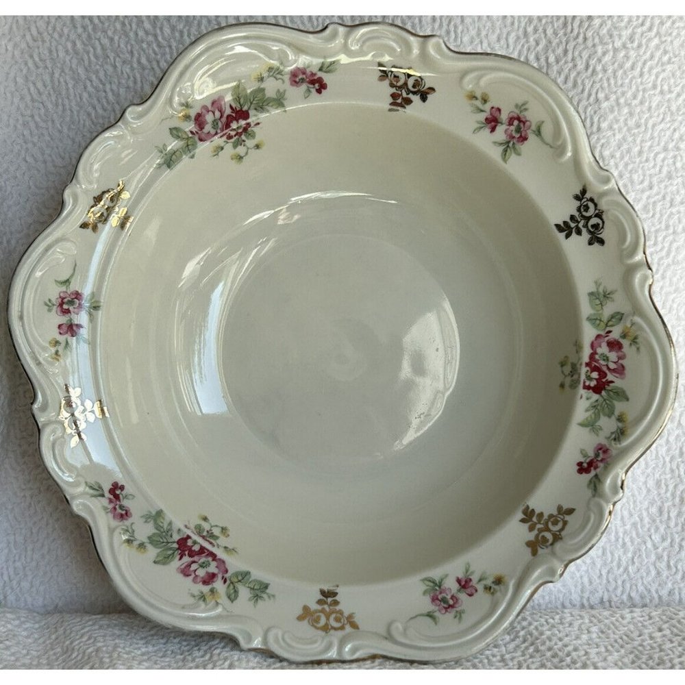 Vintage Serving Bowl Mitterteich Bavaria c1931-1945 Wide Scalloped Edge VGUC